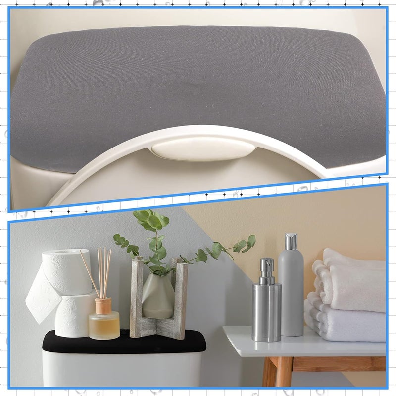 Hoolerry 4 Pcs Toilet Tank Lid Cover Universal Back of Toilet Tank Cover Soft and Absorbent Replacement with Elastic Bottom for Bathroom Decor Accessories(Multicolor) - Image 5